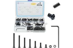 WZHUIDA 330-Piece M4 Screws Set, Black Metric Rounded Head Screws, Hexagon Socket Screws, Nuts and Washers Assortment Set, Thread Machines, Hex Screws