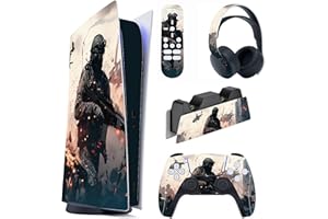 playvital Solitary Vanguard Full Set Skin Decal for ps5 Console Digital Edition, Sticker Vinyl Decal Cover for ps5 Controller & Charging Station & Headset & Media Remote