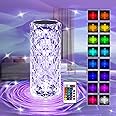 Xubialo Crystal Light Lamp Color Changing Lamps Table Lamp with Touch & Remote Control, Diamond LED Night Light Rechargeable Rose Romantic Date Lighting Decor for Festival, Home, Restaurant, Bar