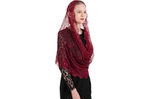 PAMOR Spanish Style Lace Traditional Vintage Inspired Infinity Shape Mantilla Veil Latin Mass Head Covering