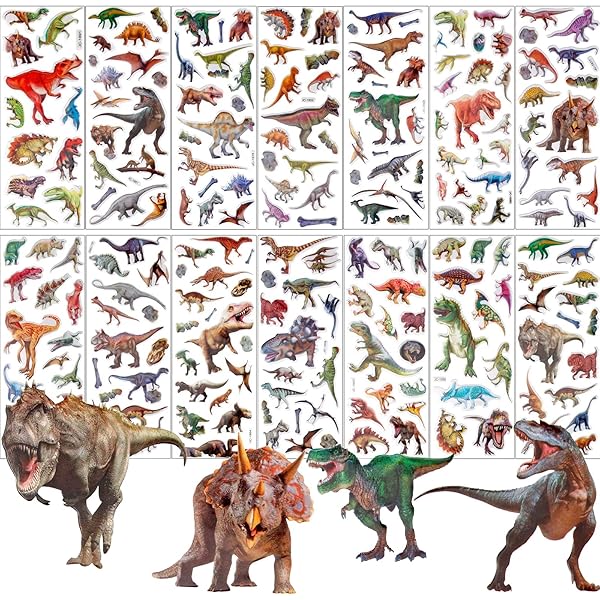 Lot De 100 Autocollants Dinosaures Pour Enfants - Motif Dinosaure - Pour Fête Sur Le Thème Des Dinosaures - Tyrannosaure Rex - En Vinyle Imperméable - Pour Bouteille, Téléphone, Skateboard, Ordinateur