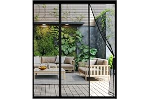 TYYHTJ Magnet Fliegengitter Tür, Doppeltür Magnetvorhang, Insektenschutz Balkontür 170x210CM, Stärkere Magneten Fliegengittertüren für Schiebetür, Kellertür und Terrassentür, zwei Öffnungen, Schwarz