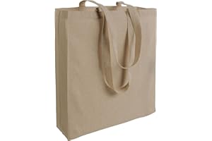 MIRAMAI Borsa Shopper in Cotone Riciclato Eco Friendly Green Ecologico Resistente con Soffietto alla Base e Manici Lunghi Dim. 42x38x10cm, Tote Bag Tela Tessuto Borse Spesa Shopping Stoffa