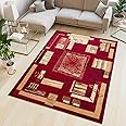 TAPISO Atlas Tappeto Salotto Moderno Pelo Corto Design Astratto Motivo Geometrico Rettangoli Tonalità Rosso Scuro Oeko-Tex So