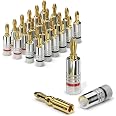 Fiches Bananes Haut De Gamme Conecto - Plaquées Or 24 Carats - Pour Câbles Jusqu'à 6 Mm² - Lot De 8 (rouge/noir)