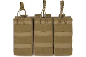 HUNTVP Tattica Uno/Triplo Porta Caricatori Pistola Molle Open Top Mag Pouch Elastico per riviste M4/ M16/ AR-15, per Uomo Softair Escursionismo Campeggio, Nero/Marrone