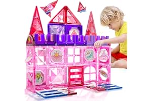 BLmukce Magnetic Building Tile Blocks Set, STEM Educational 3D Construction Toys for Kids 3-10 Year Old, Montessori Sensory Learning Activities Gift for Toddlers Boys Girls (54PCS)