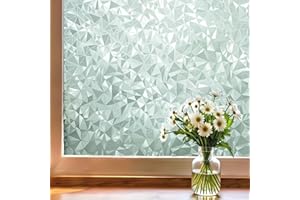 ‎LINARUN Linarun Fensterfolie Blickdicht Selbsthaftend,Sichtschutzfolie Fenster Innen Statische Fensterfolie ohne Kleber,Fenster Folie Blickschutz für Bad Kinderzimmer 44.5x200cm