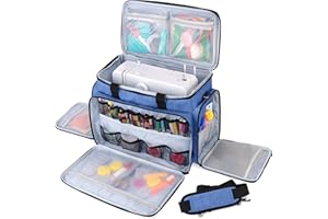 Luxja Sewing Machine Carrying Bag with Removable Pad, Travel Case for Sewing Machine and Accessories (Fit for Most Standard Sewing Machines), Blue
