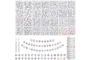EUES 2000 Stück Rund Buchstabenperlen, 7mm A-Z Alphabet Perlen Set, Schwarz-Weiße Acryl Perlen für Schmuckherstellung DIY Armbänder Halsketten Handwerk