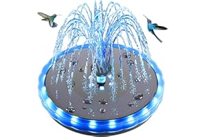 SZMP Fontana Solare Fontana d'acqua Solare con Funzione d'acqua 4W e 7 colori LED Fontana d'acqua Galleggiante ad energia Solare per bagno di uccelli, Acquario, Laghetto da giardino