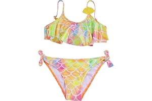 POWER FLOWER Costume da Bagno per Ragazze Costume Intero a Due Pezzi con Volant Set di Costumi da Bagno Tankini Abbigliamento Mare per Bambini 4-16 Anni Ragazza
