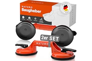 NATUMO® Sollevatore a ventosa, set da 2 pezzi, di alta qualità, con manici ergonomici e antiscivolo, sollevatore sottovuoto con portata di 100 kg, per piastrelle, mobili, vetro, laminato, vinile e