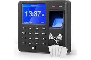STRIXORN 2025 Zeiterfassung für Kleinbetriebe, Stempeluhr Zeiterfassung für Büro, 1000 Fingerabdrücke,Fingerprint Zeiterfassungsgerät mit 5 RFID Karten,Arbeitszeiterfassung für Kleinbetriebe,22 Sprachen