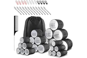 APPRISE DEALS 50 Pcs hair rollers of self-grip for long, medium, & short hair with 4 Sizes (60/48/36/25mm) Rollers (6 jumbo, 6 large, 6 medium, and 6 small rollers plus 1 storage bag) and 24 pieces of hair clips