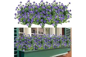 SOMYTING 8 Piezas Flores Artificiales Flor Falsas Arbustos Verdes Balcón Resistentes a los Rayos UV Plantas para Colgar Verde Plantas Artificiales Eucalipto para Ventanas Bodas Fiestas(Morado)