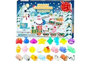 PANSHAN 2024 Mochi Squishy Advent Calendar Christmas 24 Days Countdown Advent Calendar Including 24 Cute Kawaii Mochi Animal Squishies Toys for Kids Boys Girls