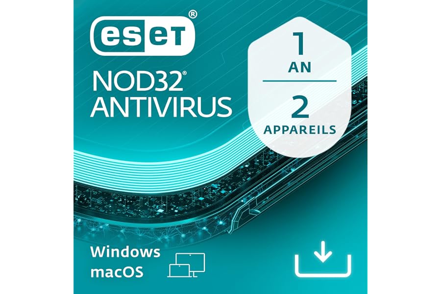 ESET NOD32 Antivirus 2025 | 2 appareils | 1 an | Antivirus pour Ordinateur - Protection multicouche - Anti-hammeçonnage | Win