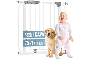 IB-STYLE ib style® KAYA | Barrière de sécurité|Tous les aspects de sécurité| ! Incl. capuchons de protection murale ! |Pas de perçage | Blanc-gris | 115-125 cm