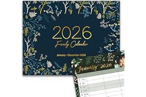 KAMAKING Family Calendar 2026 - A4 Family planner 2026 with 5 columns, Jan. 2026 - Dec. 2026, Calendar 2026, 28 x 21.6 cm, 12 Beautiful Printed Patterns