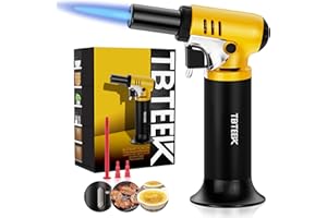 Cannello Da CucinaTBTEEK, Bruciatori da Cucina Con Indicatore Del Gas, Fiamma Regolabile Per Barbecue, Cottura Al Forno, Crema Brulée, BBQ, Artigianato E Saldatura (Gas Butano Non Incluso)