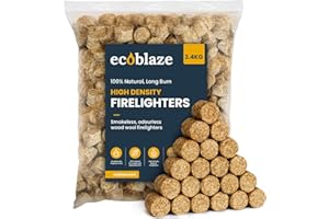 200 Wood Wool Ecoblaze Natural Firelighters - 3.4kg of High Density Long Burning Natural Firelighters Firestarters for BBQ, stoves and More for The Ultimate fire lighters Starter