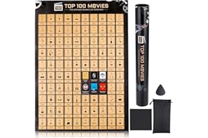 TPUDN Top 100 Movies Scratch Off Poster, A2 Size Movie Posters, Must See Movie Challenge with Scratcher Included & Gift Tube, Gift for Movie Lovers - Ideal for Anniversary, Christmas etc