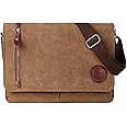 Vintage Canvas Satchel Messenger Bag for Men Women,Travel Shoulder Bag 13.5" Laptop Bags Bookbag (Coffee)