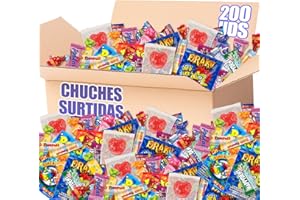 IAMI +200 Chuches Surtidas - Caja de +1,3kg Caramelos y Golosinas para Regalar en Halloween, Navidad, Cabalgata... - Cesta de Chuches y Caramelos Envueltos y listos para regalar