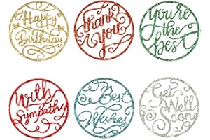 ORIGACH 6 Pcs Blessing Words Metal Cutting Dies Circle Greeting Words Die Cuts Embossing Stencil Template for Birthday Card Making and Scrapbooking