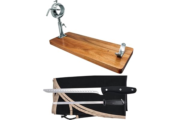 Jambonier Tête Rotative et Télescopique + Couverture de Jambon Noire + Aiguiseur manuel + Couteau à Jambon, Noir