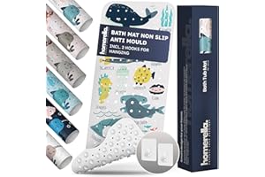 Bath Mat Non Slip Anti Mould Kids 100x40cm INCL. 2 HOOKS - homerella Anti Slip Bath Mat Machine Washable, BPA free, Toddler Non Slip Bath Mat for Inside Bath Tub, Baby Shower Mat for Inside Shower