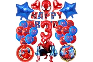 SWOKKTS Decoration Anniversaire Spiderma 3 ans, Ballon Spider Hero Deco Anniversaire Garcon Fille, Kit Décoration Anniversaire Enfant (Ballon Chiffre 3 Ans)