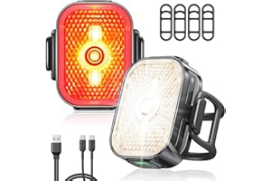 EOIWUY Bike Lights Front and Back, [2 in 1 Reflective] Rear Bike Light Set, 8+6 Modes Bicycle Lights, USB-C Fast Charging, IP65 Waterproof, Super Bright Cycling Headlights Set Cycling Reflectors