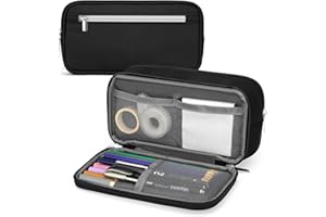 Maomaoyu Estuche de gran capacidad para niños y niñas, con triple bolsillo con cremallera, ligero, resistente al agua, color negro