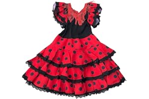 LA SEÑORITA La Senorita Hiszpańska sukienka flamenco Niño Deluxe / kostium - dla dziewczynek / dzieci - czerwona/czarna
