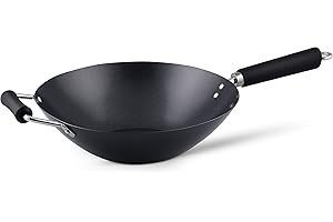 Ken Hom Wok Acier au Carbone, 31cm, Excellence, Poele Wok Induction/Compatible avec les Ustensiles en Métal, Passe au lave-vaisselle, Garantie de 2 ans