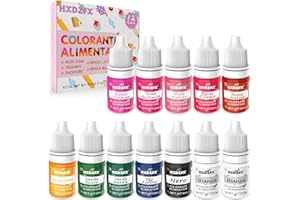 HXDZFX Coloranti Alimentari a 12 colori - Colorante Alimentare Liquido Concentrati per Cuocere, Decorare, Glassare e Cucinare - Coloranti Alimentari Vibranti per Fondente, Slime e Mestieri - Flaconi di 6 ml
