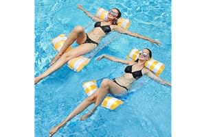 FARONG 2 Pcs Water Hammock, 4-in-1 Inflatable Floating Bed Premium Swimming Pool Float Hammock Lounge Chair Pool Lounge Air Mattress Pool Inflatable Hammock for Adult Children