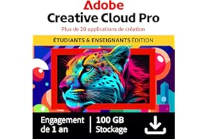 Adobe Creative Cloud Pro | Étudiants/Enseignants | Logiciel Créatif avec IA | 1 an | PC/Mac | Téléchargement