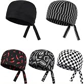 VertexOval 5 Pieces Adjustable Kitchen Hats, Unisex Chef Bandana for Men and Women, Professional Chef Hat Japanese Style (Bla