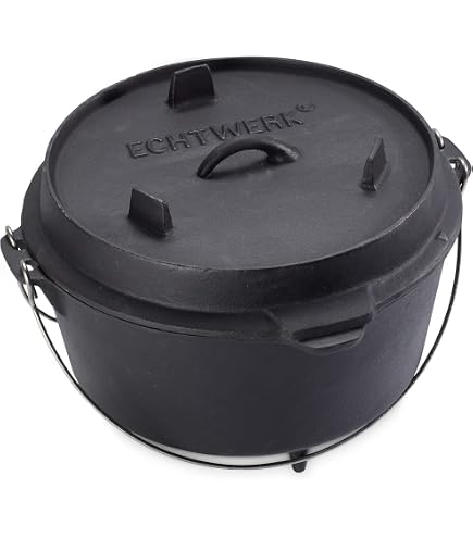 Pentola In Ghisa Potjie Sudafricana 14 Litri Con Coperchio E 3 Piedini | Forno Olandese Per Campeggio E Barbecue | Cottura Lenta Su Brace