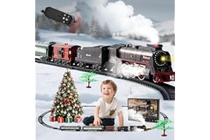 LTFIOON Tren Eléctrico Juguete, Tren de Vapor Clásico con Luces y Sonidos, Electrico Trenes de Navidad, Decoración de Navidad, Juguete Niños 3-12 Años (B)