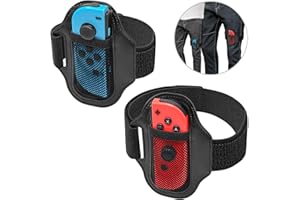 MENEEA [2 PCS] Sangles de Jambe pour Nintendo Switch Sport/Ring Fit Adventure, Élastique Réglable Bande de Jambe Accessoires de Switch Nintendo OLED/Joy Cons Switch pour Adultes et Enfants, Noir