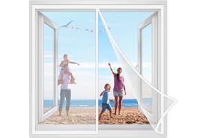 JXLQFA Moustiquaire sur Mesure AimantéE 120x90cm Fermeture Automatique Rideau de Porte Anti Insecte Mouche Moustique pour Couloirs, Portes Blanc Renforcés