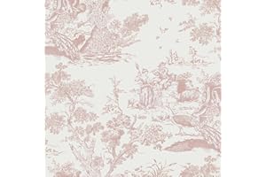 Yomshi Papel pintado autoadhesivo rosa 41 cm × 20 m, vinilo para muebles, diseño de animales, vintage, autoadhesivo, para pared, muebles, lámina decorativa para dormitorio, salón