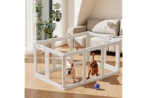 Gardner Pet Acrylic Pet Playpen, Transparent Dog Pen Indoor with Door, Puppy Pen Easy Assemble & Cleaning, Transparent Dogs Fence Indoor, Suitable for Puppy/Cat/Small Animals, 61 cm H (10 Panel White)