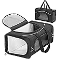 Petsfit Cat Carrier Airline Approved Large Cat Carrier,Foldable Cat Carriers Medium Two-Way Placement on Plane for Cats and Small Dogs, Black,47cm x 24cm x 31cm