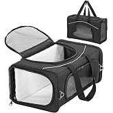 Petsfit Foldable Pet Travel Carrier, Airline Approved Dog Carrier, Black Pet Carrier, Two-Way Placement on Plane, 47cm x 24cm