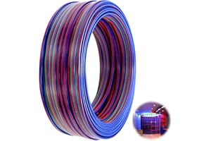 Heilok RGB Wire Extension Cable LED Electrical RGB Wire 4 Pin 10m/32.8ft 22 AWG Led Strip Extension Cable High Conductivity Low Resistance RGB Extension Cable for 5050 3528 Led Strip Lights